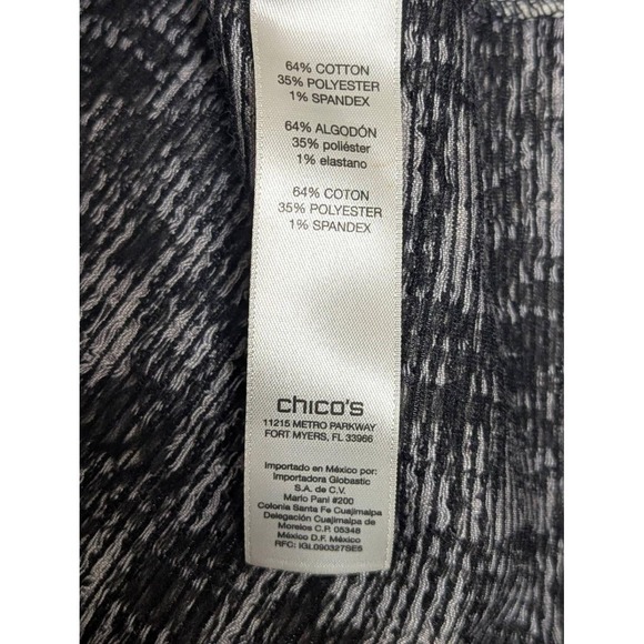 NWT Chico's Womens 4 Black White Leather Trim Double Breasted Blazer - Picture 11 of 13